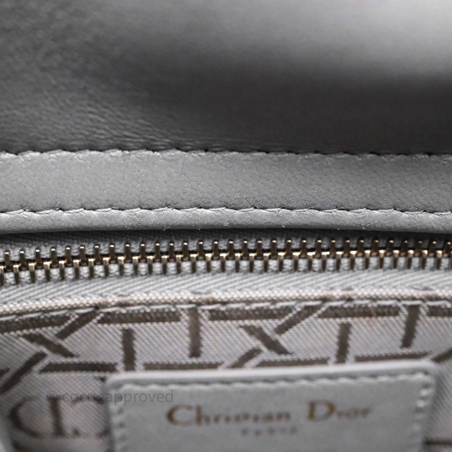 Christian Dior Mini Lady Dior Iridescent Grey Lambskin Cannage Gold Hardware