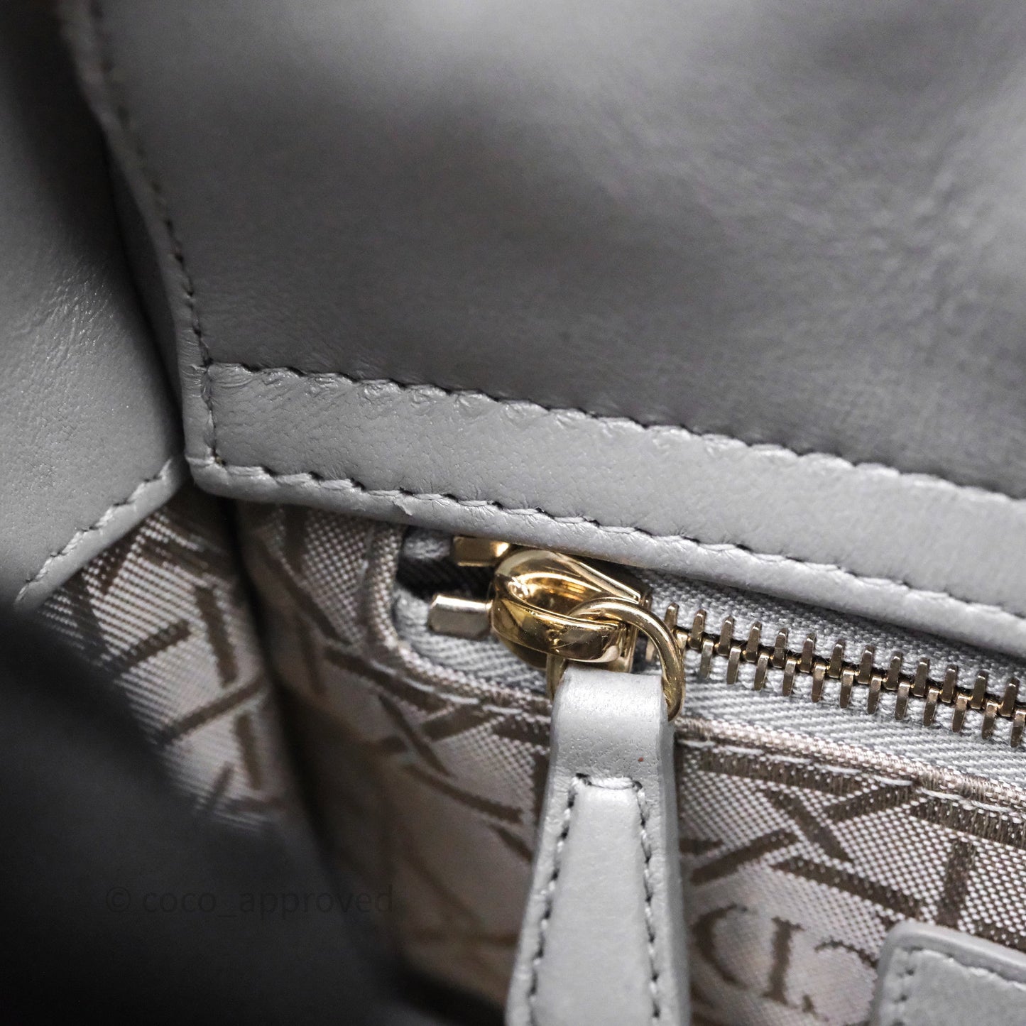 Christian Dior Mini Lady Dior Iridescent Grey Lambskin Cannage Gold Hardware