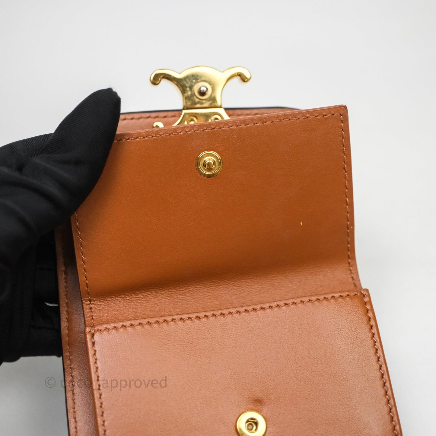 Celine Wallet In Triomphe Canvas Tan