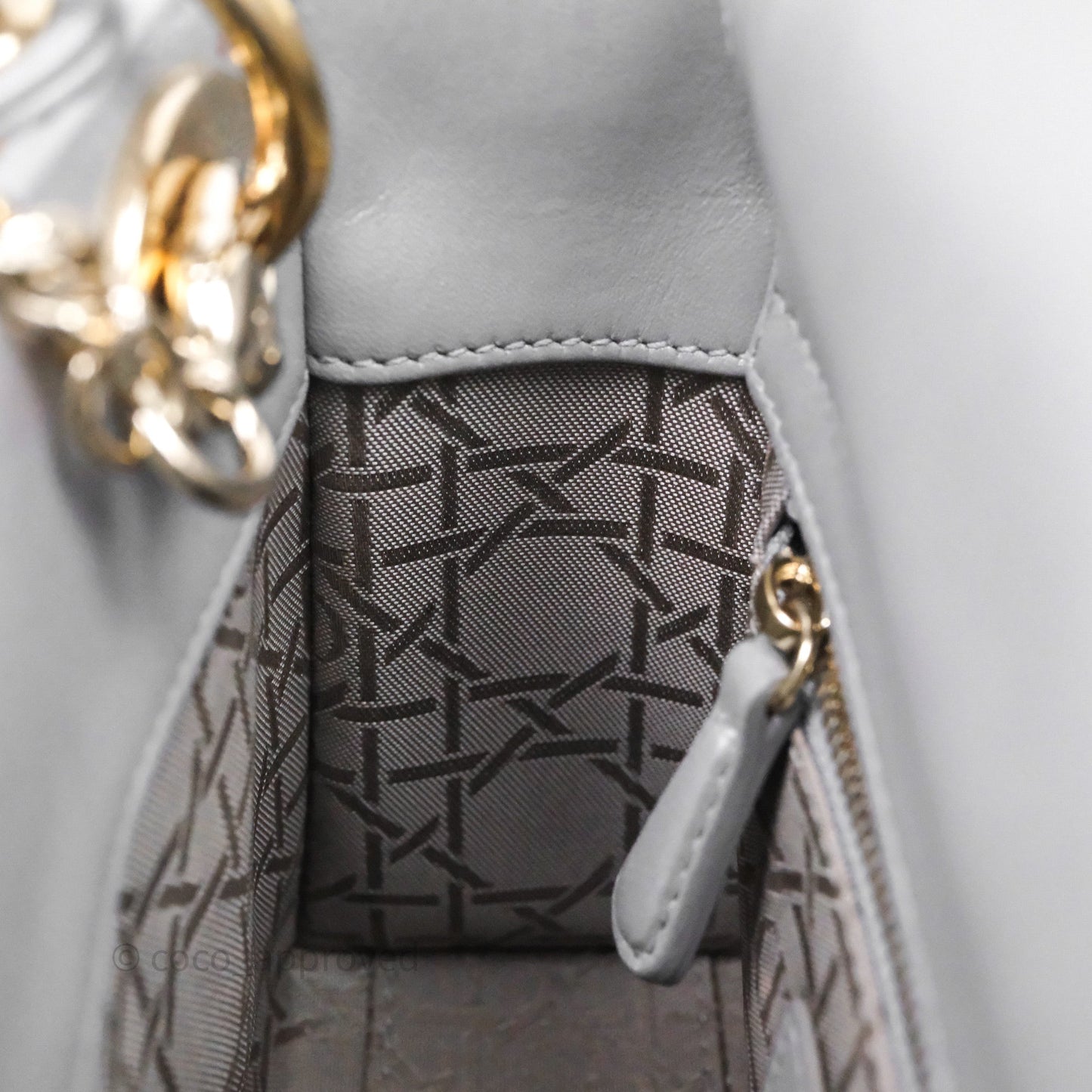 Christian Dior Mini Lady Dior Iridescent Grey Lambskin Cannage Gold Hardware