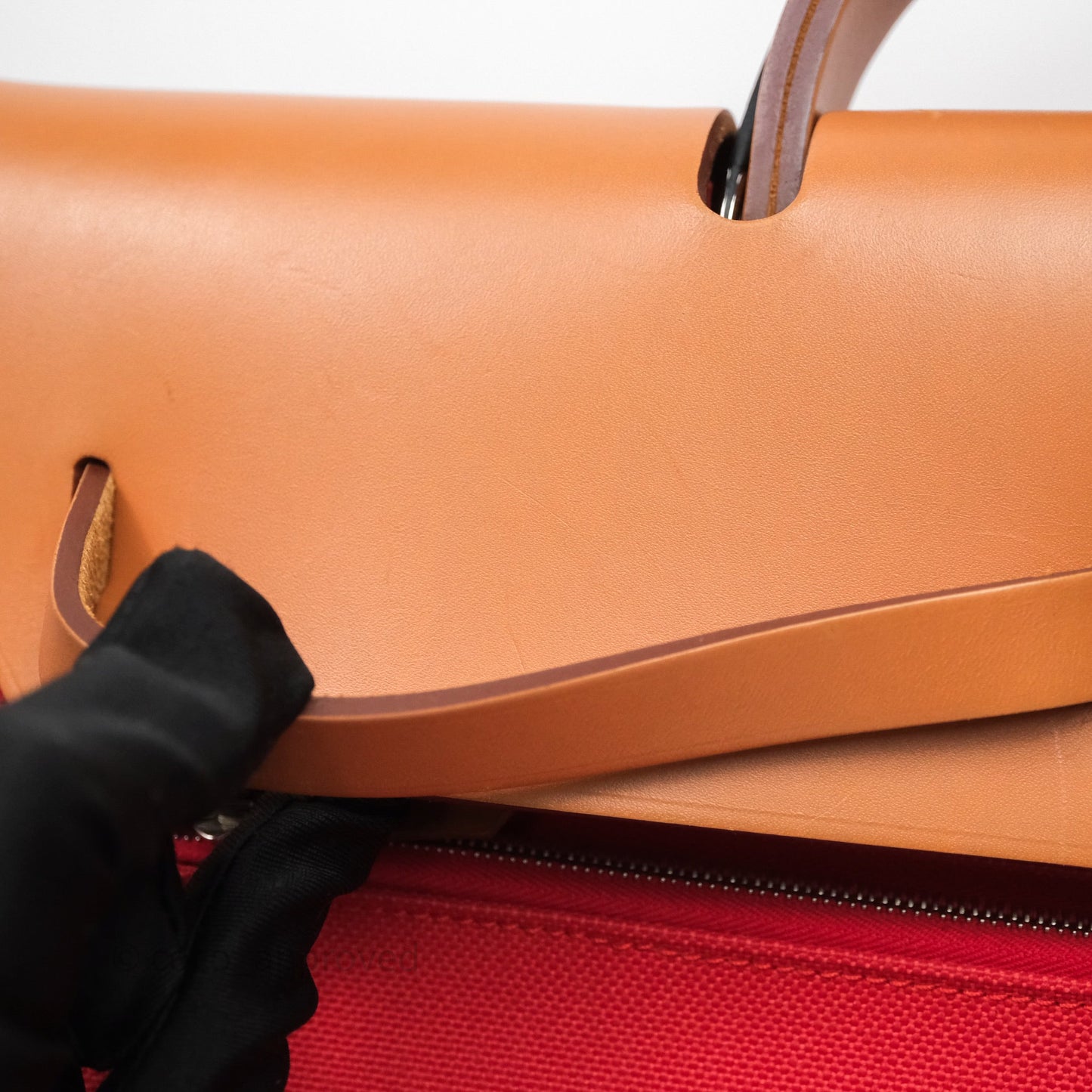 Hermès Herbag Zip 39 Red/Natural Canvas Palladium Hardware