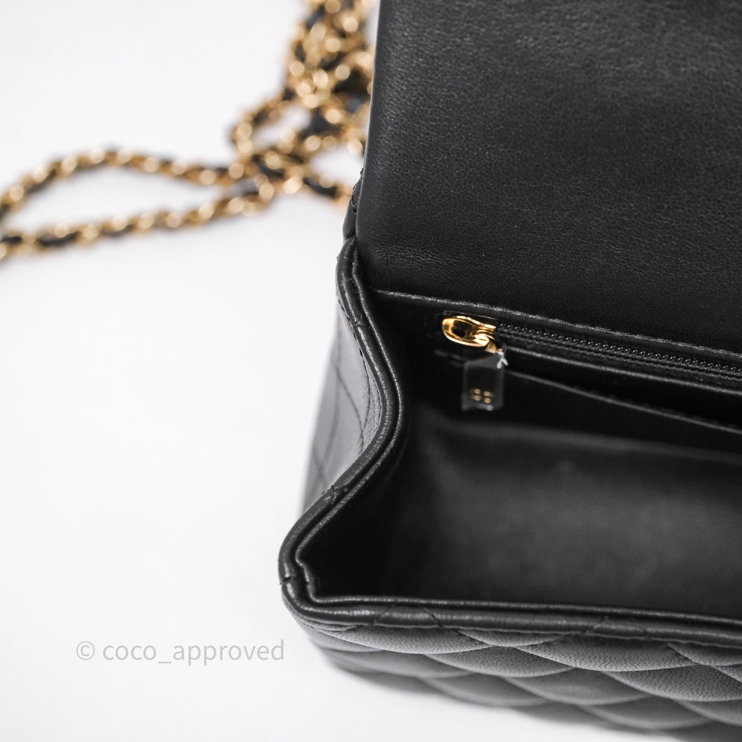 Chanel Top Handle Mini Rectangular Flap Black Lambskin Gold Hardware