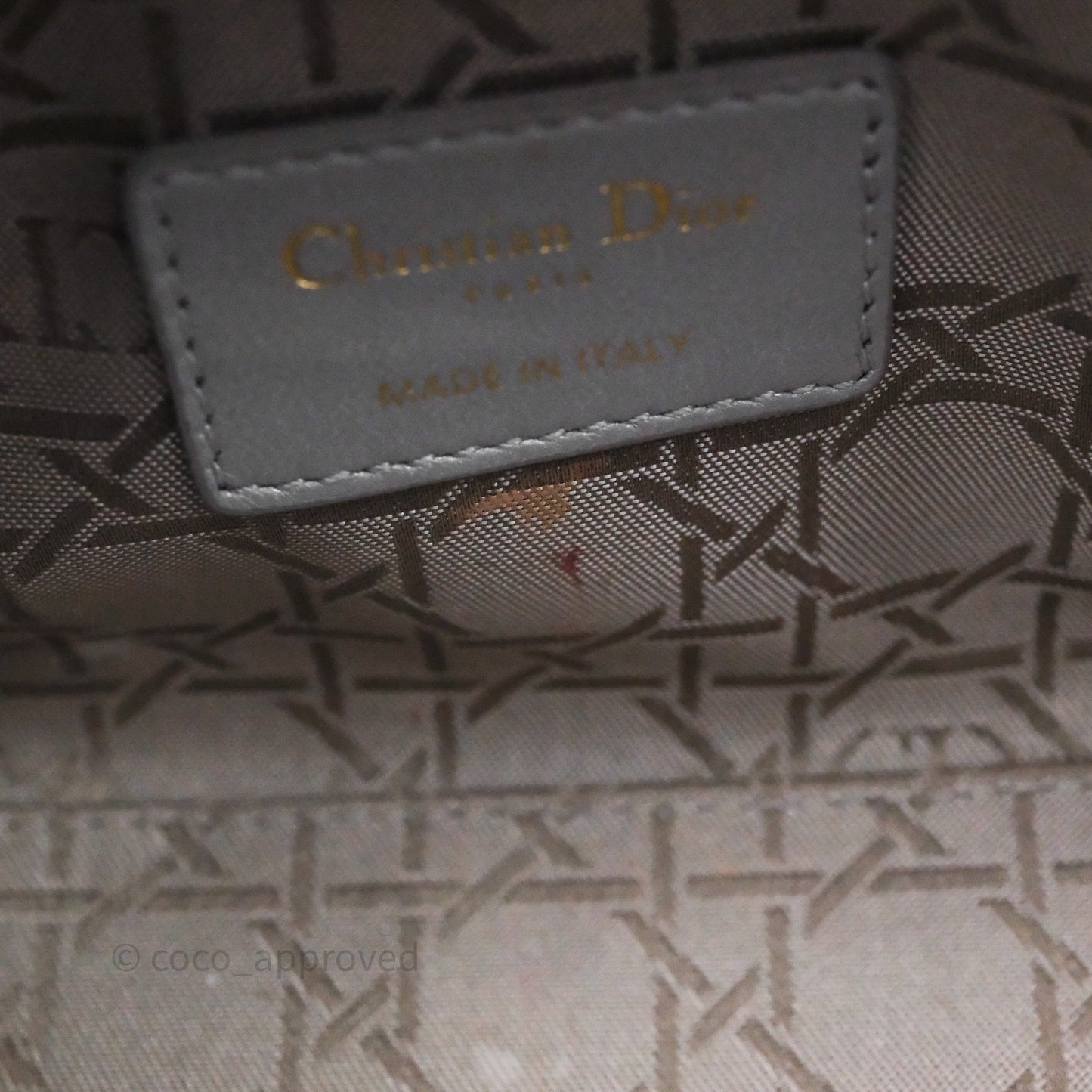 Christian Dior Mini Lady Dior Iridescent Grey Lambskin Cannage Gold Hardware