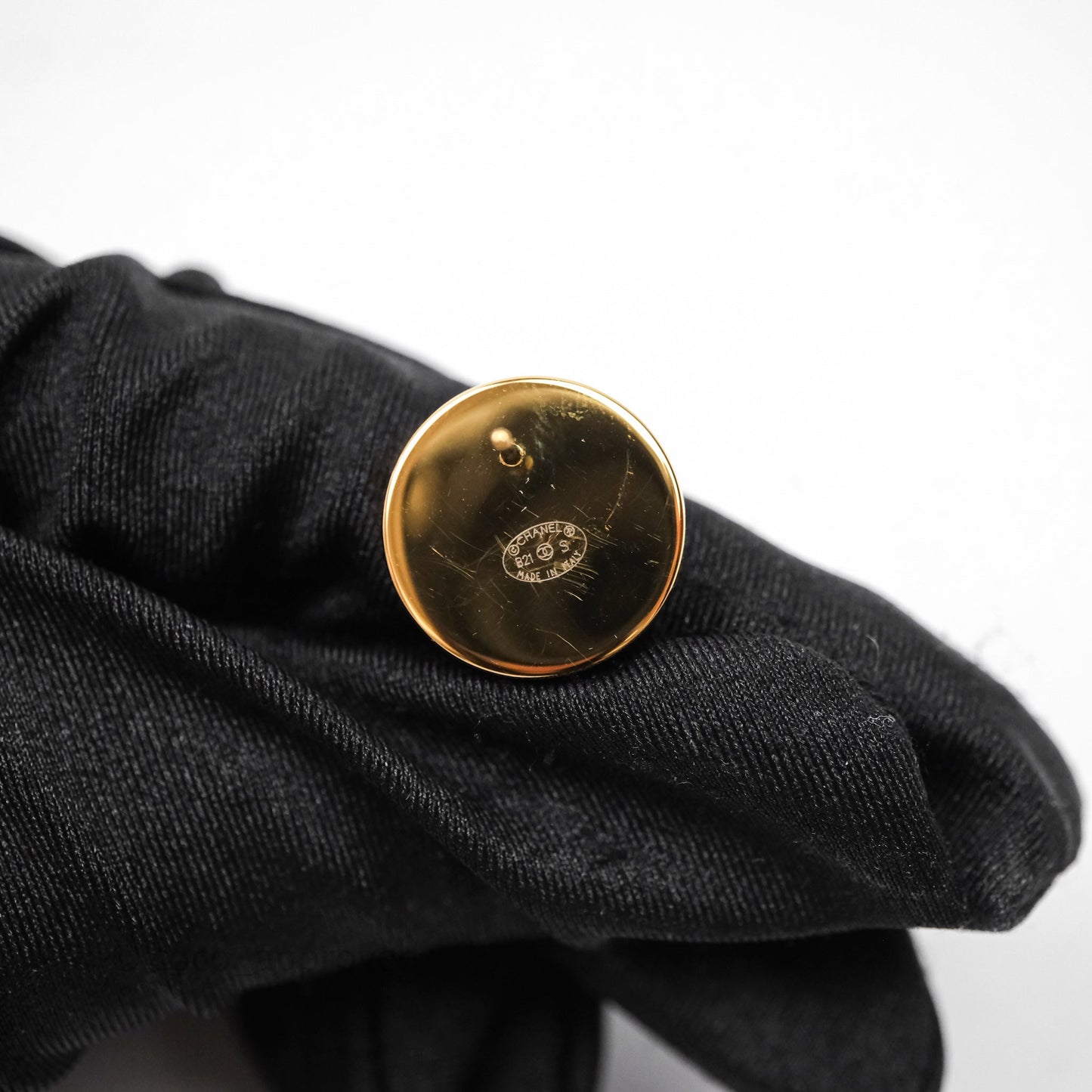 Chanel CC Round Earrings Gold Tone 21S