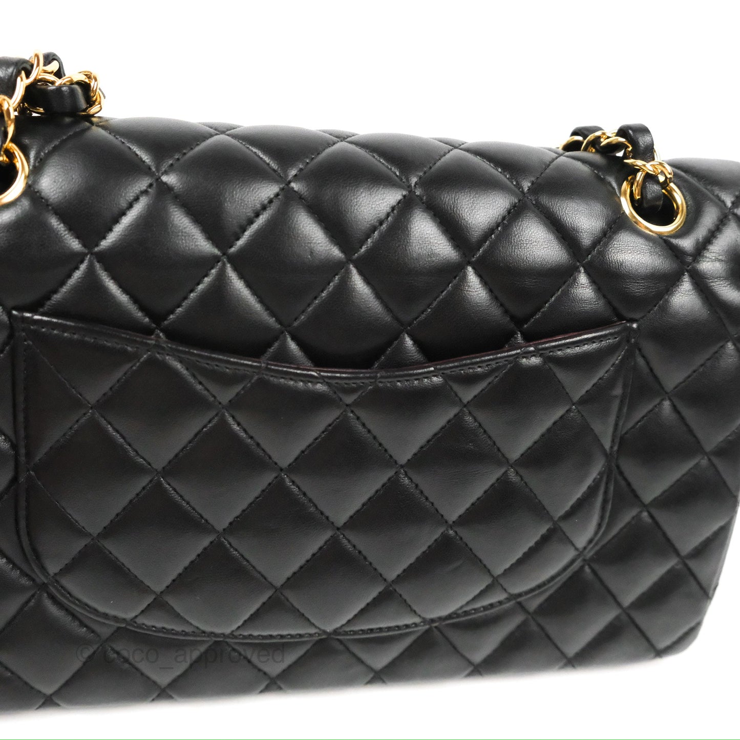 Chanel Classic M/L Medium Flap Quilted Black Lambskin Gold Hardware