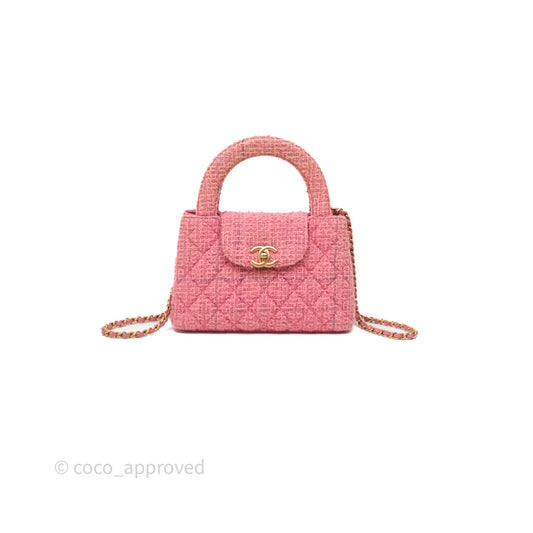 Chanel Kelly Bag Pink Tweed Aged Gold Hardware