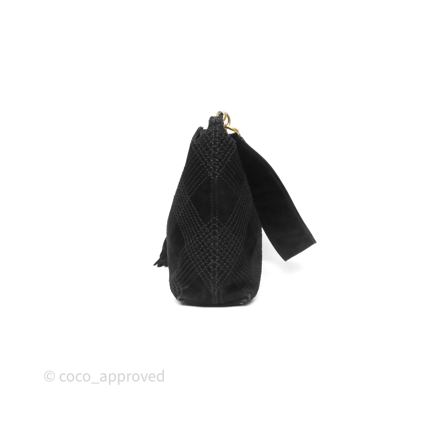 Chanel Vintage Shoulder Bag Quilted Black Suede Aged Gold Hardware
