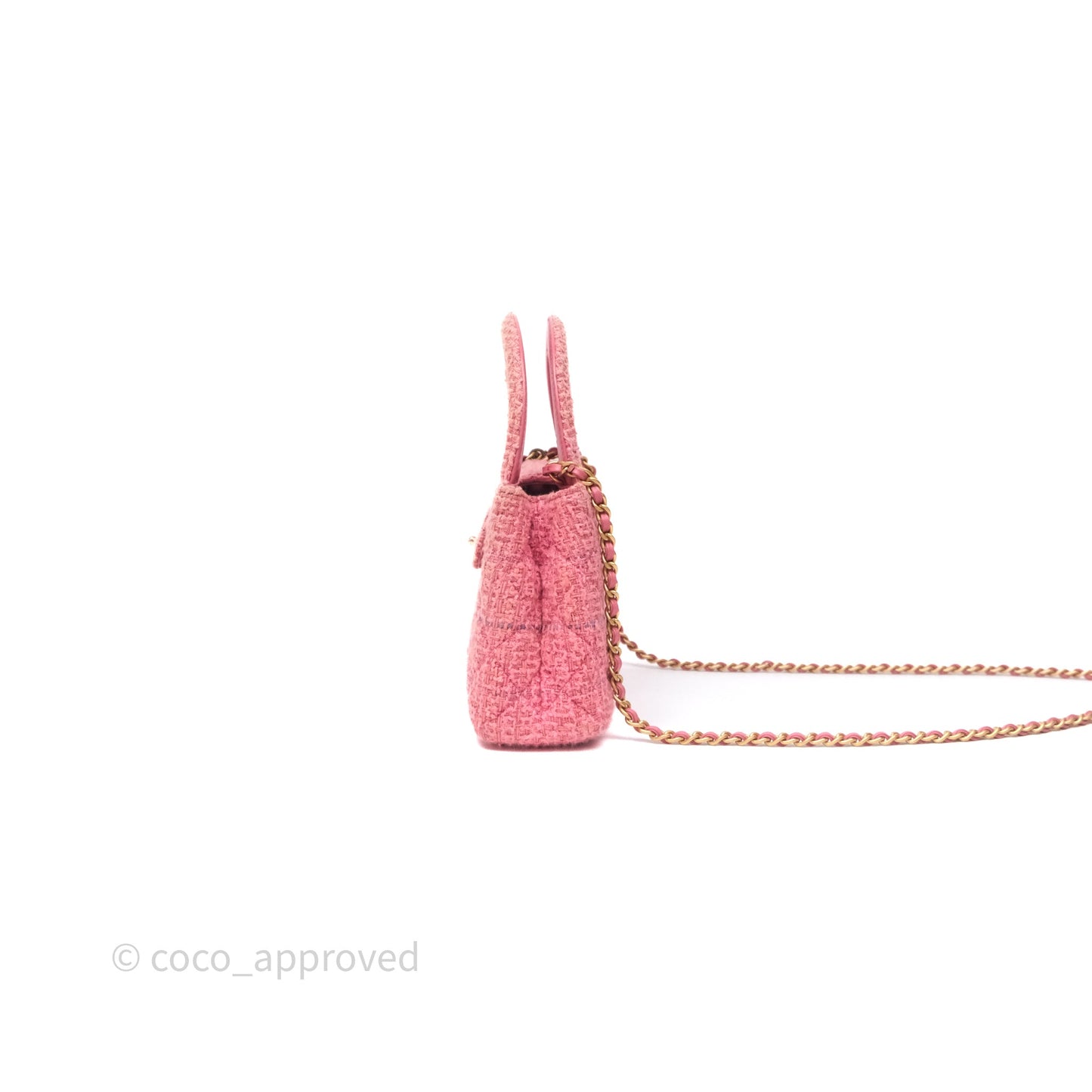 Chanel Kelly Bag Pink Tweed Aged Gold Hardware