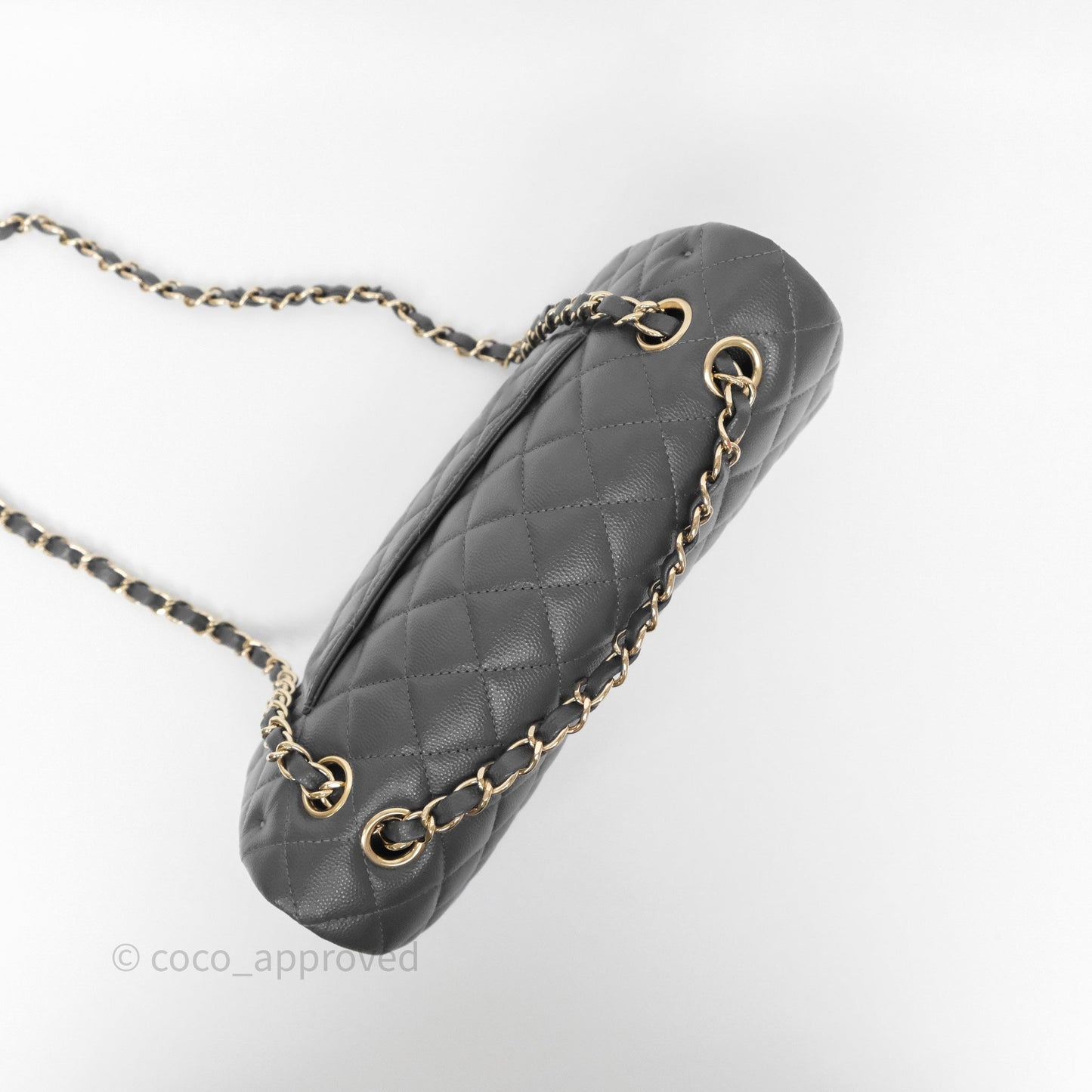 Chanel Classic M/L Medium Flap Quilted Dark Grey Caviar Gold Hardware