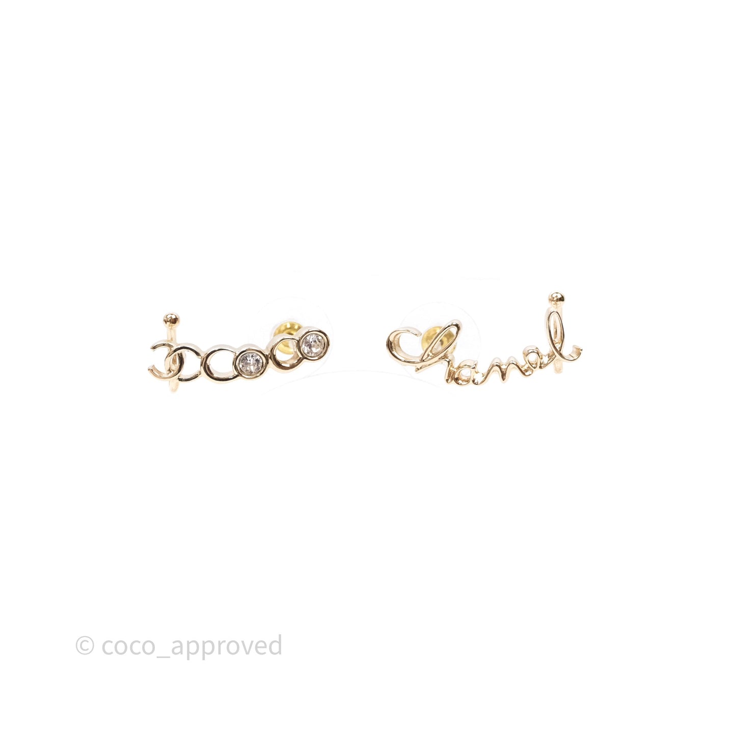Chanel CC Coco Crystal Earrings Earrings Gold Tone 22P