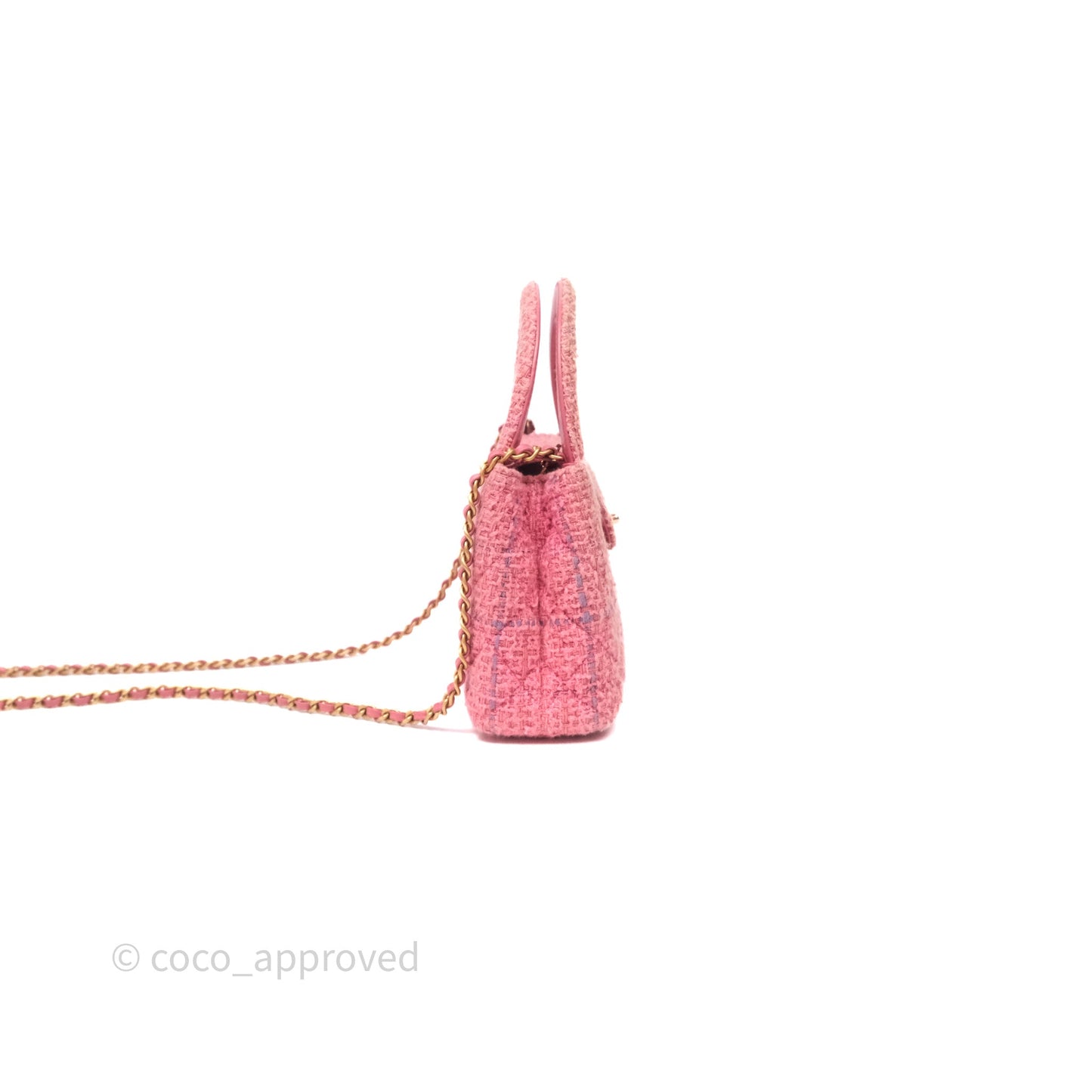 Chanel Kelly Bag Pink Tweed Aged Gold Hardware
