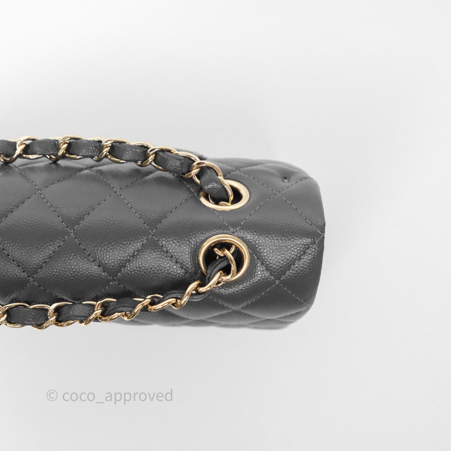 Chanel Classic M/L Medium Flap Quilted Dark Grey Caviar Gold Hardware