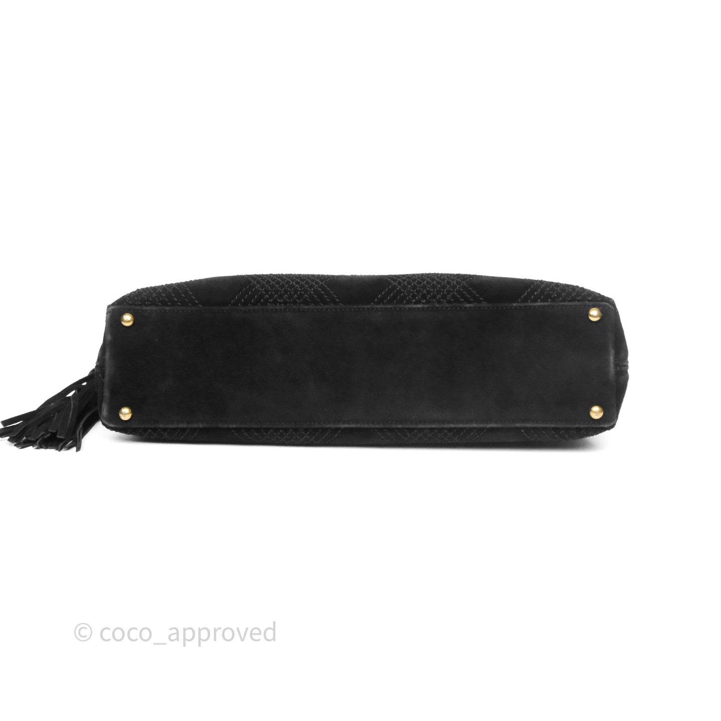 Chanel Vintage Shoulder Bag Quilted Black Suede Aged Gold Hardware