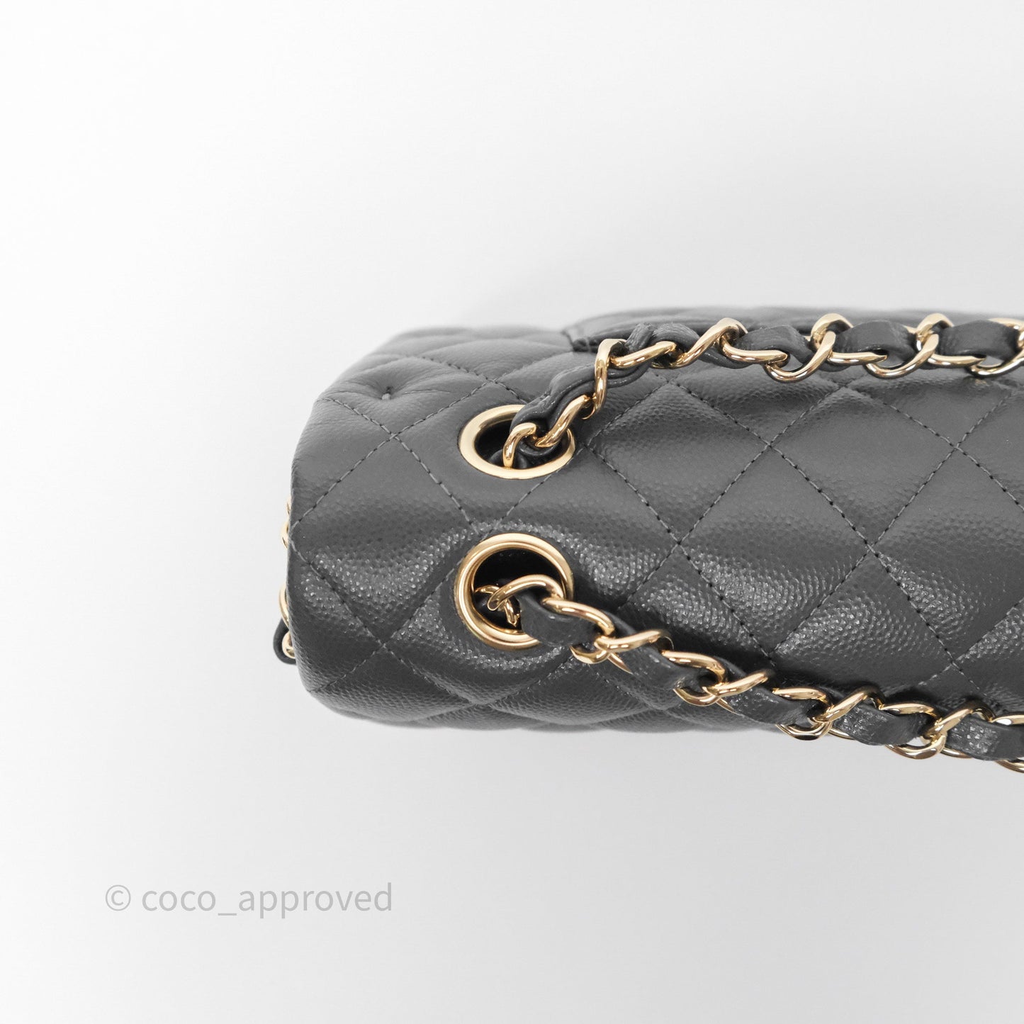 Chanel Classic M/L Medium Flap Quilted Dark Grey Caviar Gold Hardware