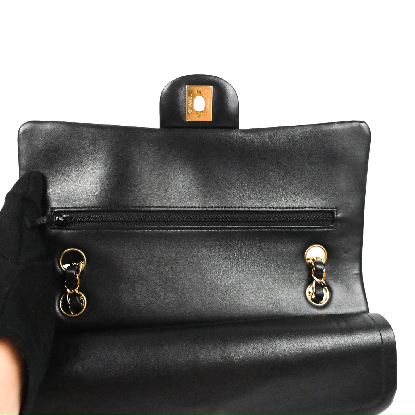 Chanel Classic M/L Medium Flap Quilted Black Lambskin Gold Hardware