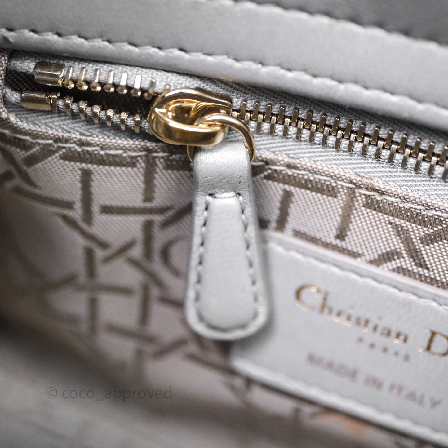 Christian Dior Mini Lady Dior Iridescent Grey Lambskin Cannage Gold Hardware