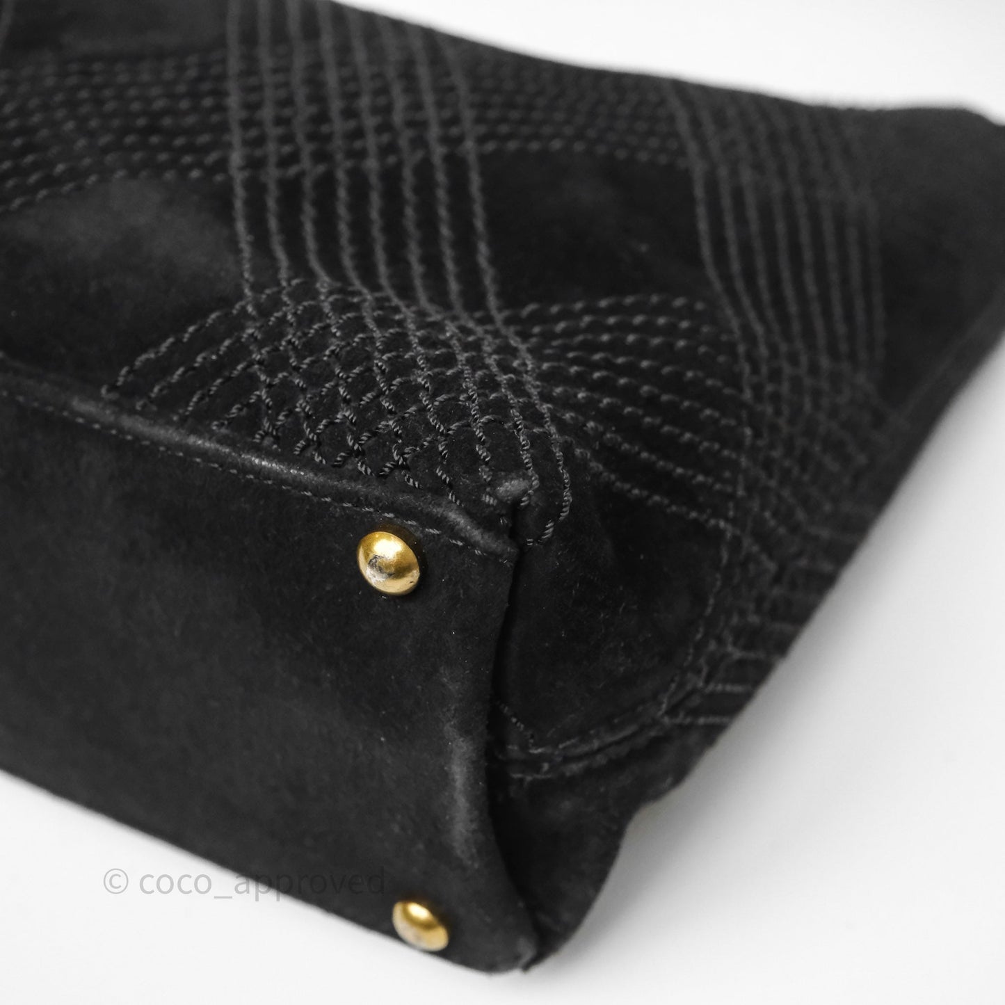 Chanel Vintage Shoulder Bag Quilted Black Suede Aged Gold Hardware
