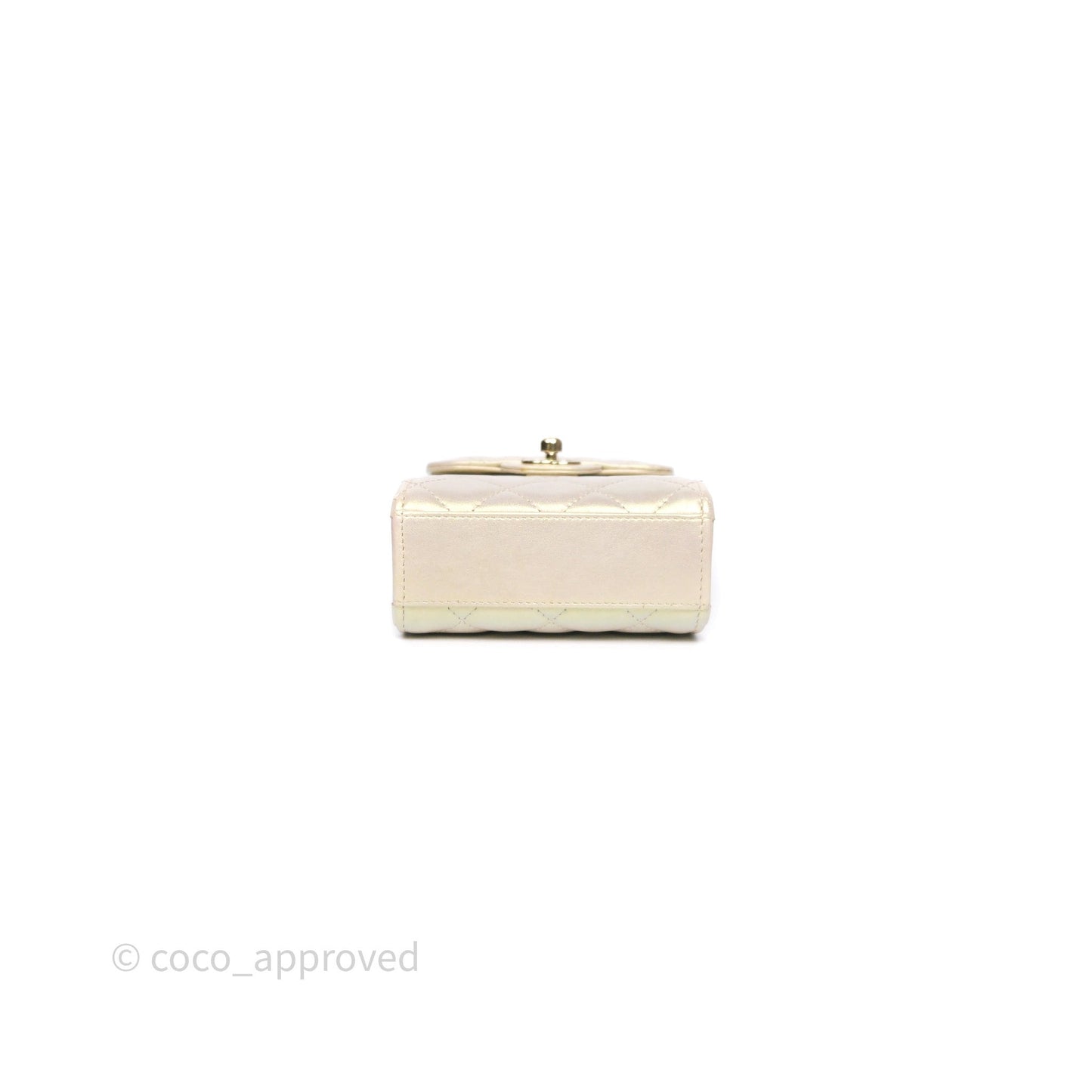 Chanel Classic Quilted Phone Holder Iridescent Pearl Lambskin