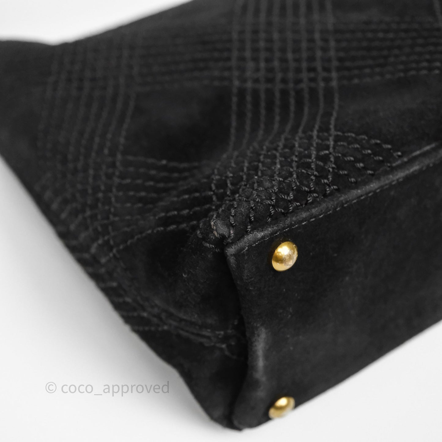 Chanel Vintage Shoulder Bag Quilted Black Suede Aged Gold Hardware