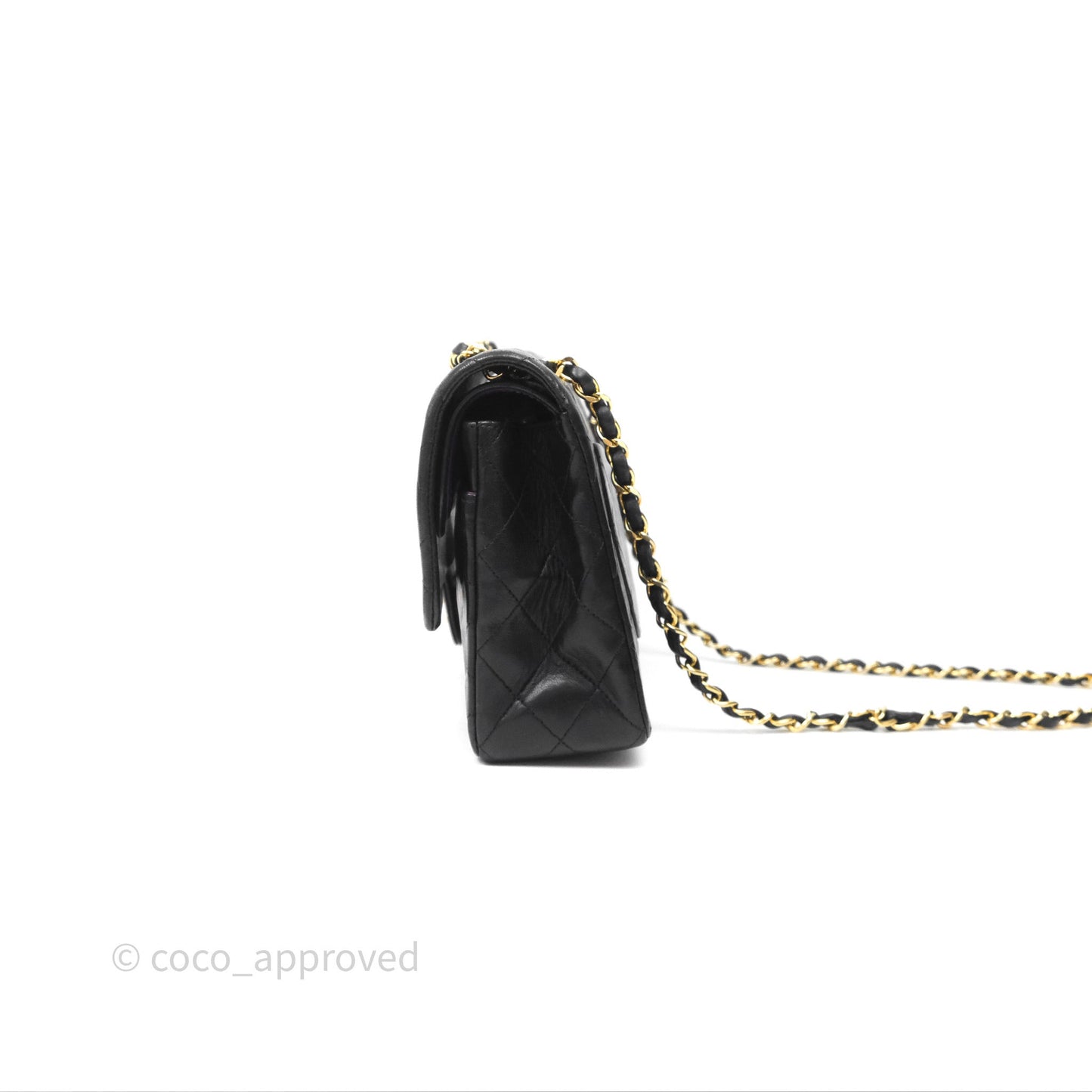 Chanel Classic Vintage Double Flap M/L Black Lambskin Gold Hardware