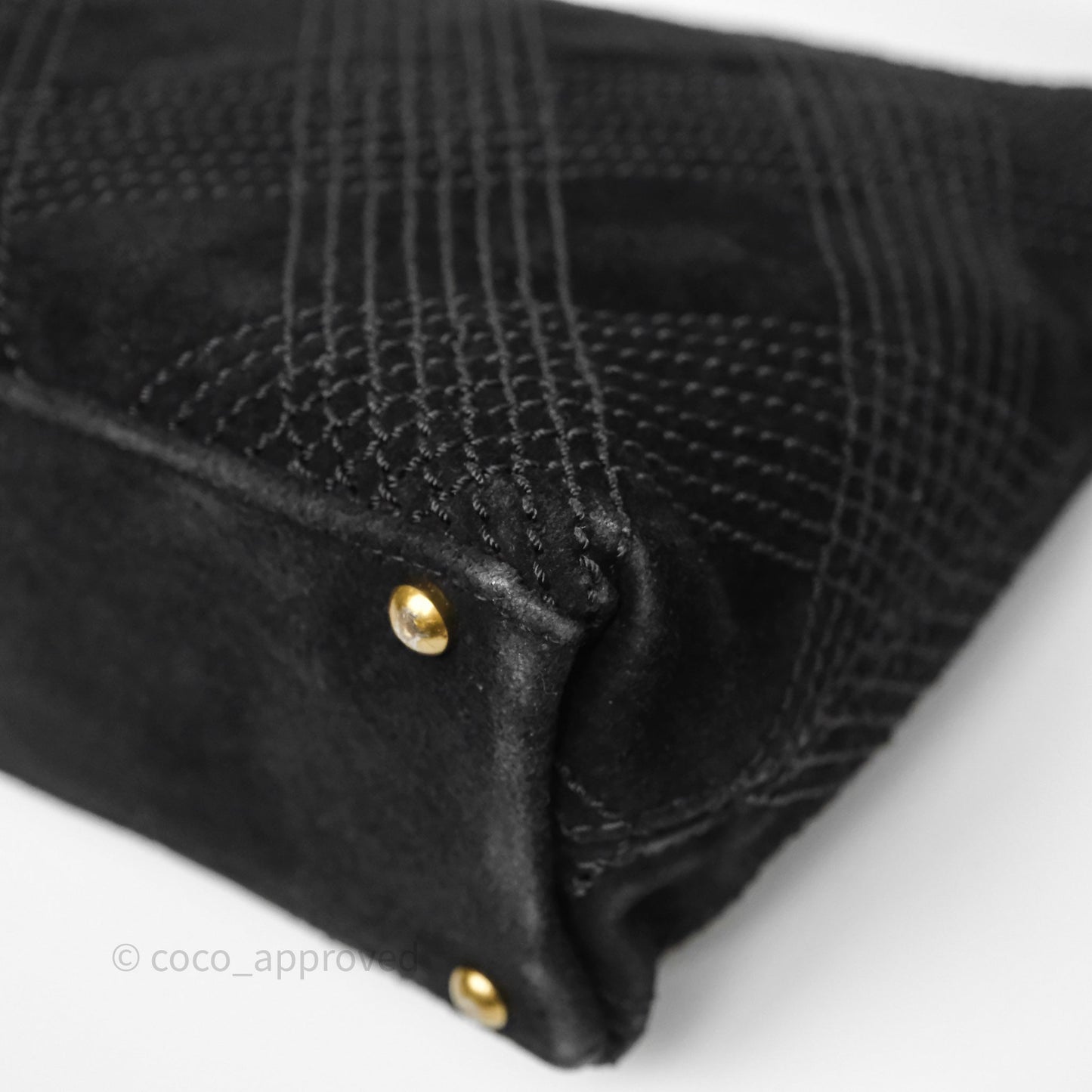 Chanel Vintage Shoulder Bag Quilted Black Suede Aged Gold Hardware