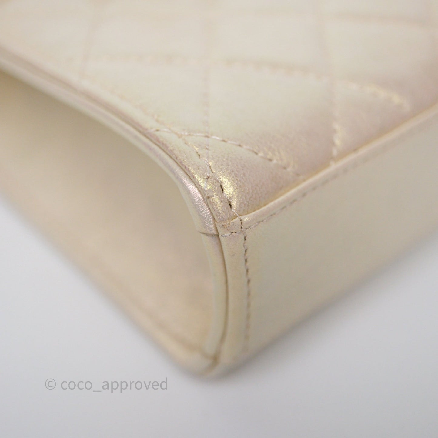 Chanel Classic Quilted Phone Holder Iridescent Pearl Lambskin
