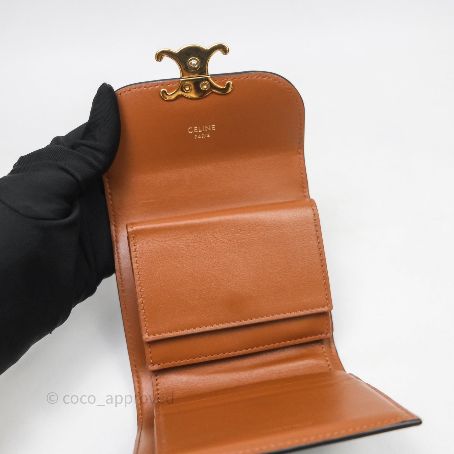 Celine Wallet In Triomphe Canvas Tan