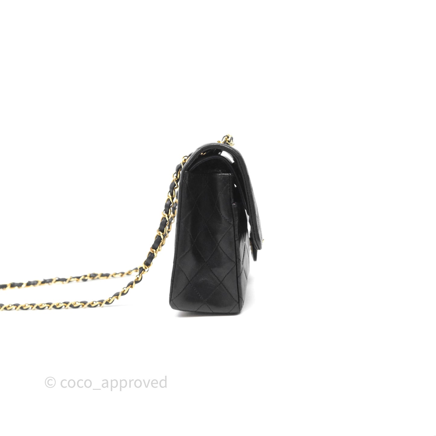 Chanel Classic Vintage Double Flap M/L Black Lambskin Gold Hardware