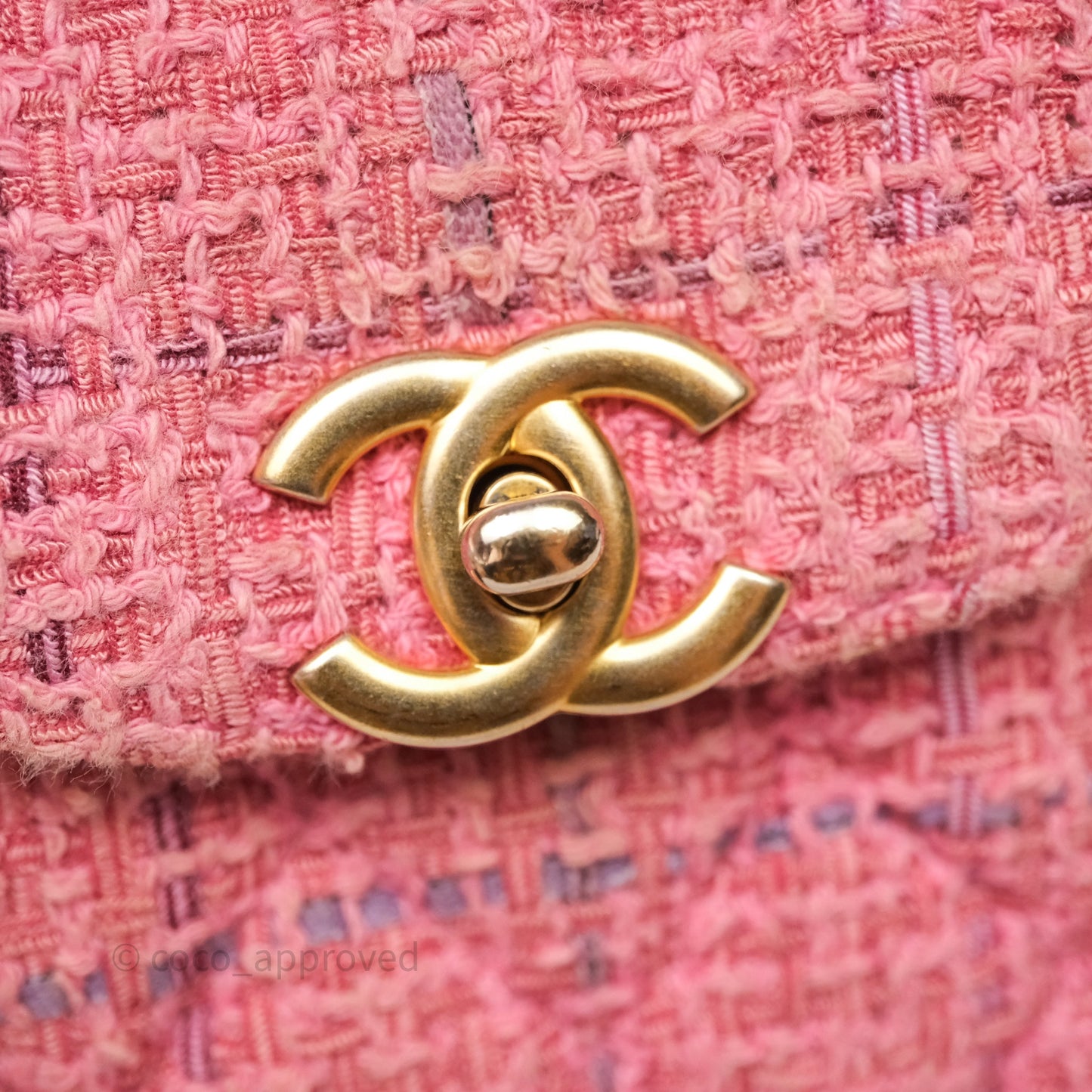 Chanel Kelly Bag Pink Tweed Aged Gold Hardware