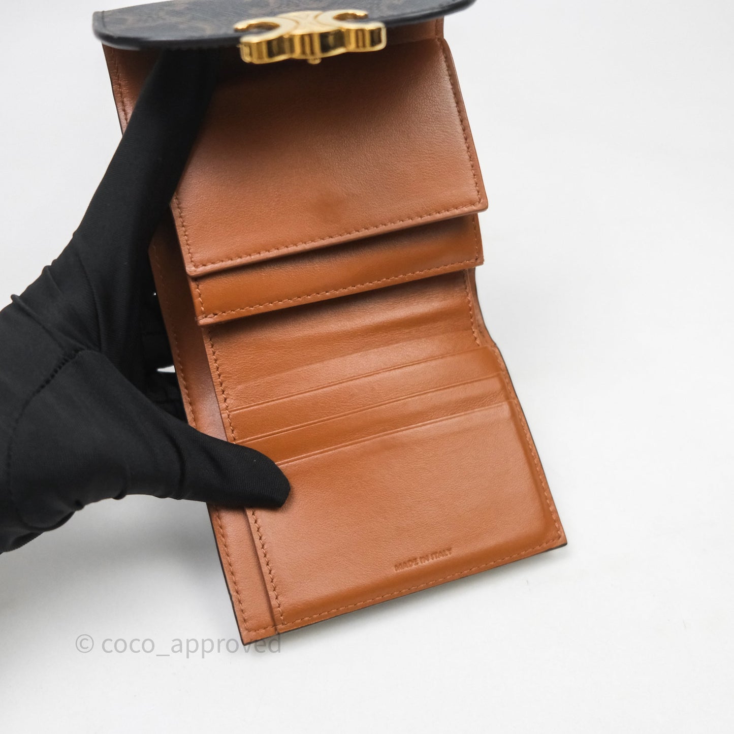 Celine Wallet In Triomphe Canvas Tan