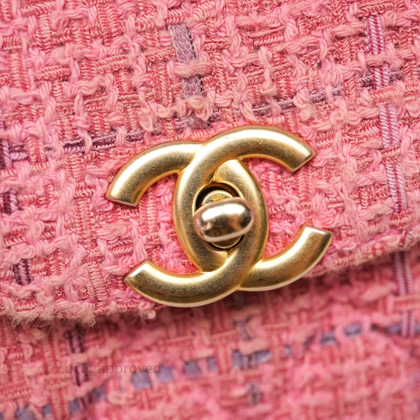Chanel Kelly Bag Pink Tweed Aged Gold Hardware