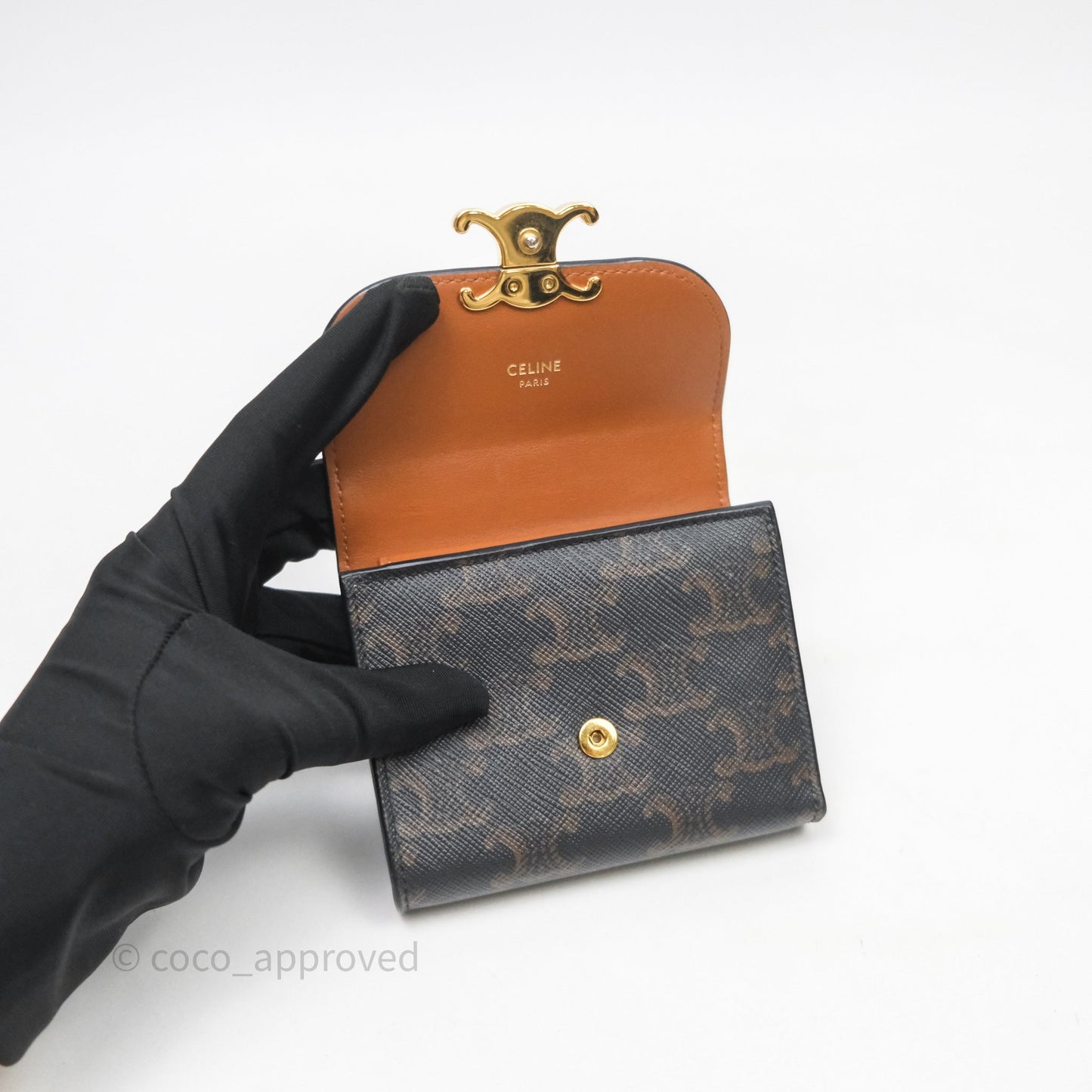 Celine Wallet In Triomphe Canvas Tan