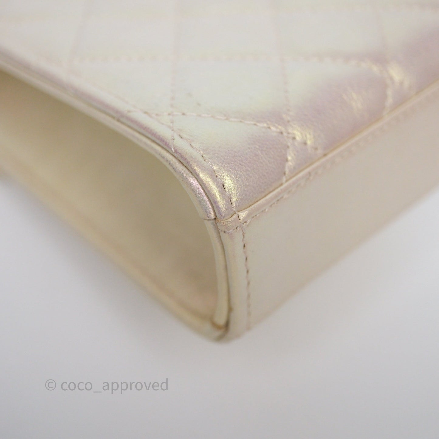Chanel Classic Quilted Phone Holder Iridescent Pearl Lambskin
