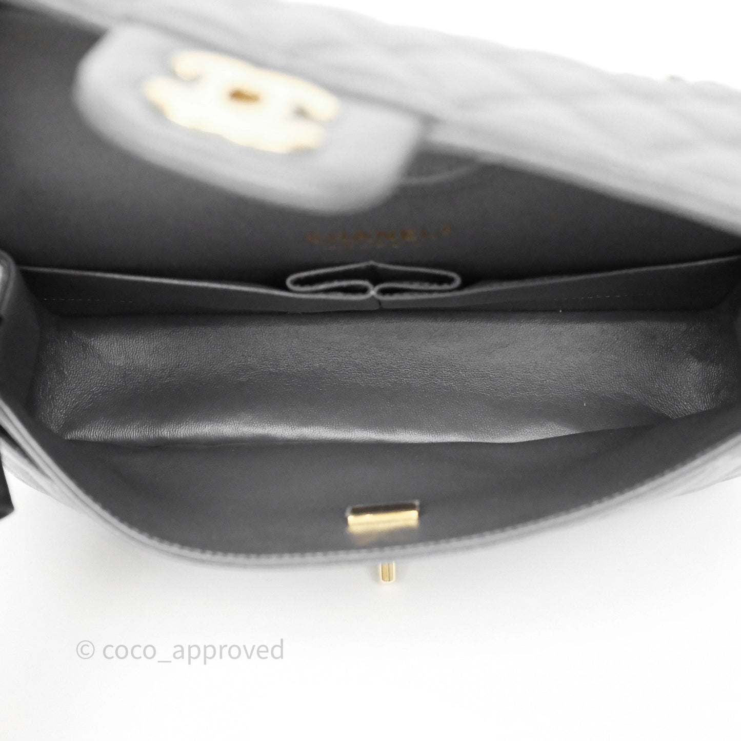 Chanel Classic M/L Medium Flap Quilted Dark Grey Caviar Gold Hardware