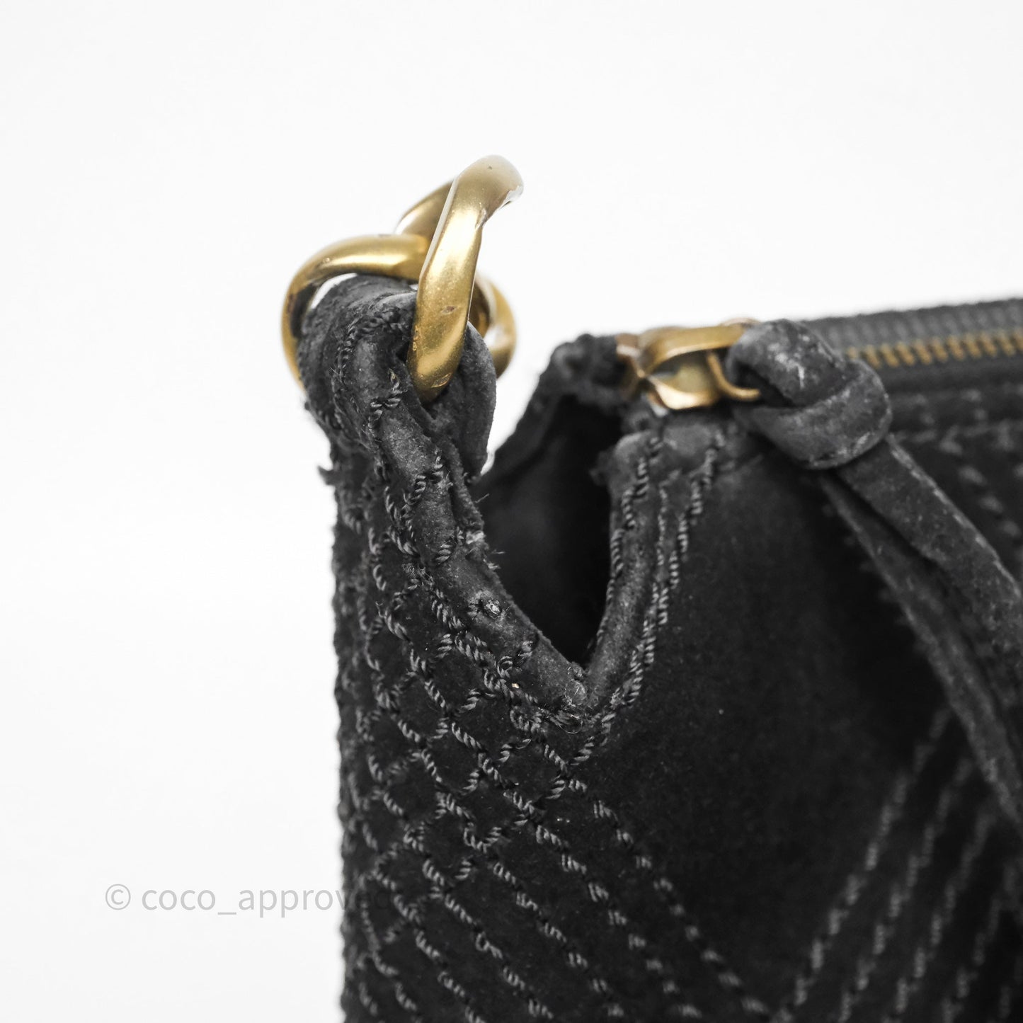 Chanel Vintage Shoulder Bag Quilted Black Suede Aged Gold Hardware