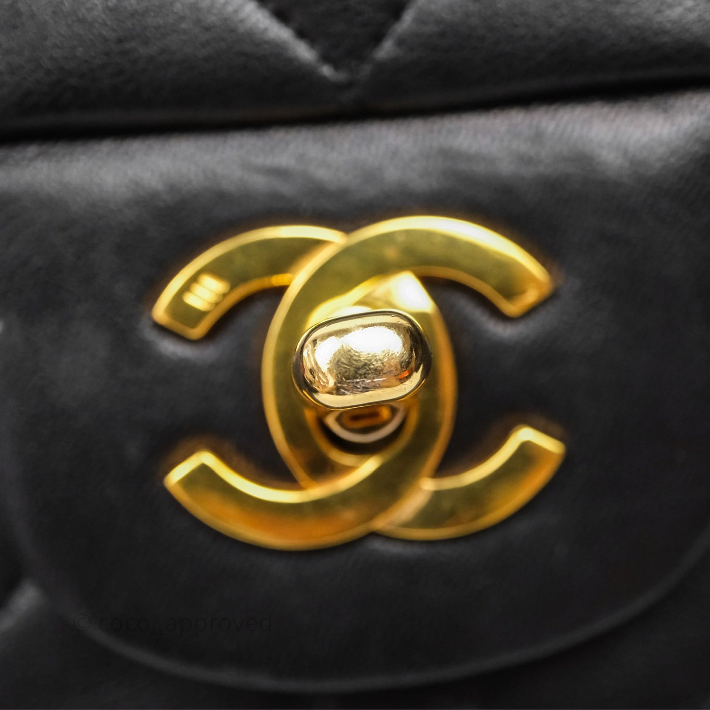 Chanel Classic Vintage Double Flap M/L Black Lambskin Gold Hardware