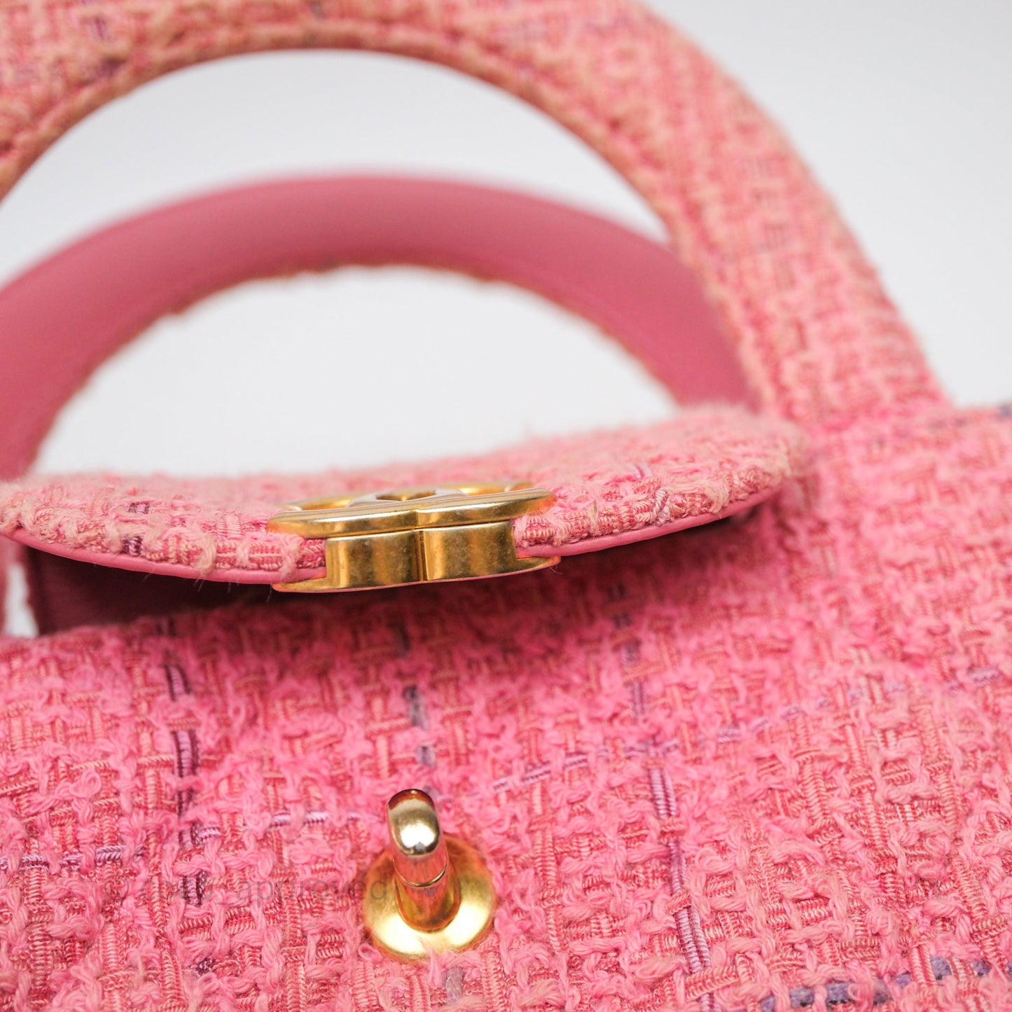 Chanel Kelly Bag Pink Tweed Aged Gold Hardware