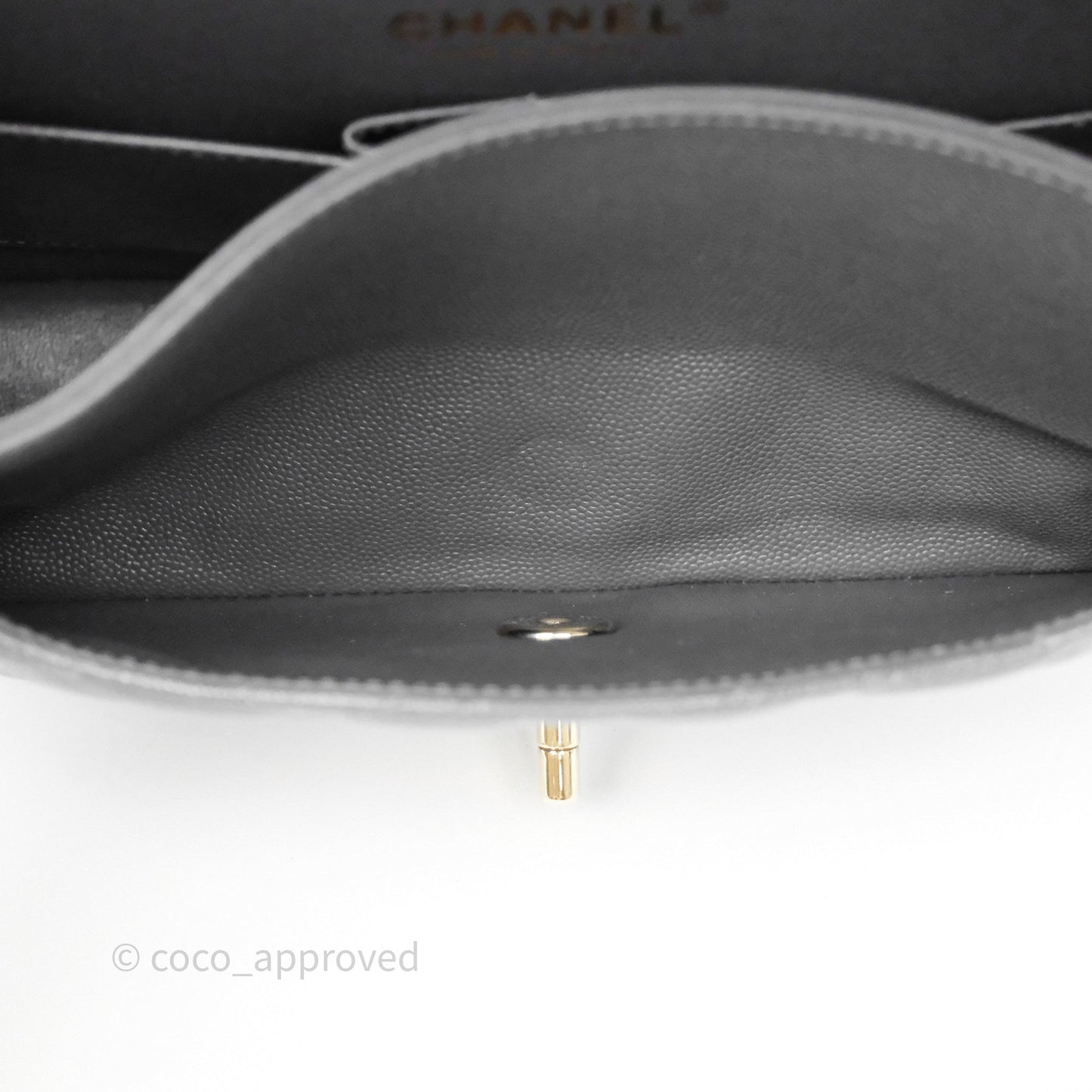Chanel Classic M/L Medium Flap Quilted Dark Grey Caviar Gold Hardware
