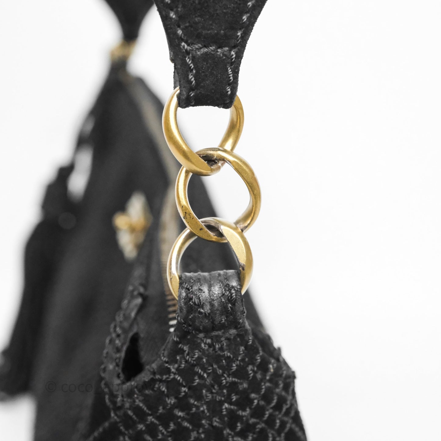 Chanel Vintage Shoulder Bag Quilted Black Suede Aged Gold Hardware