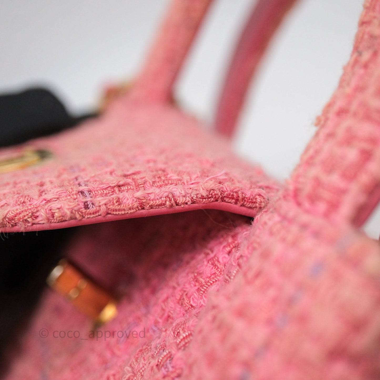 Chanel Kelly Bag Pink Tweed Aged Gold Hardware
