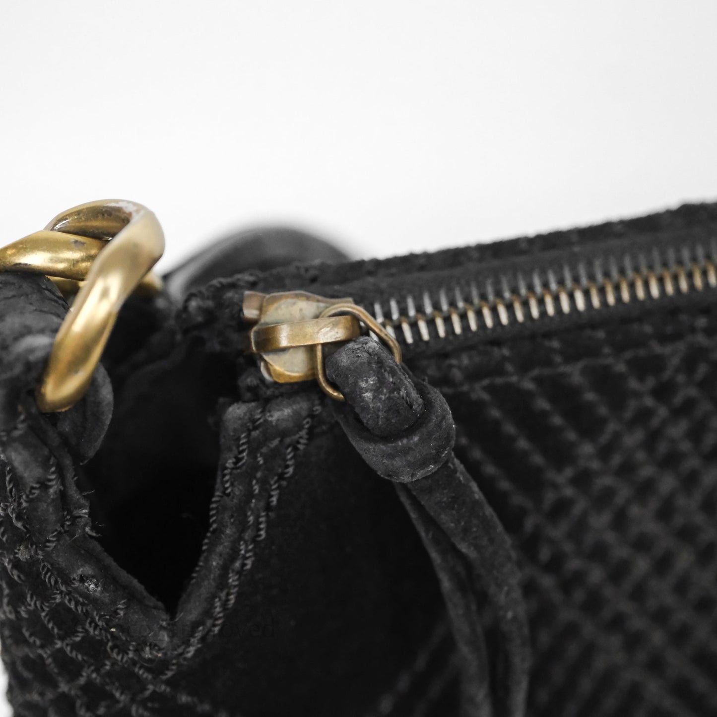Chanel Vintage Shoulder Bag Quilted Black Suede Aged Gold Hardware