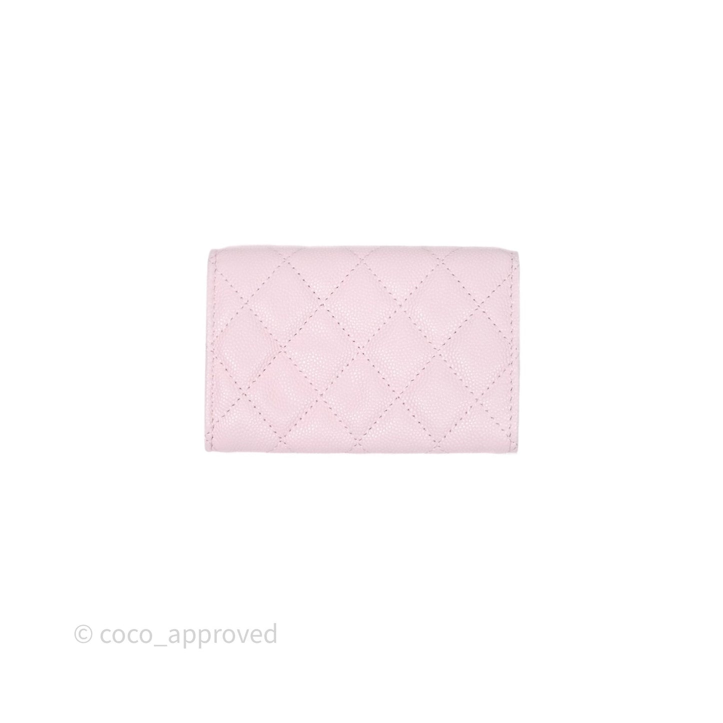 Chanel Quilted Flap Card Holder Light Pink Caviar Gold Hardware
