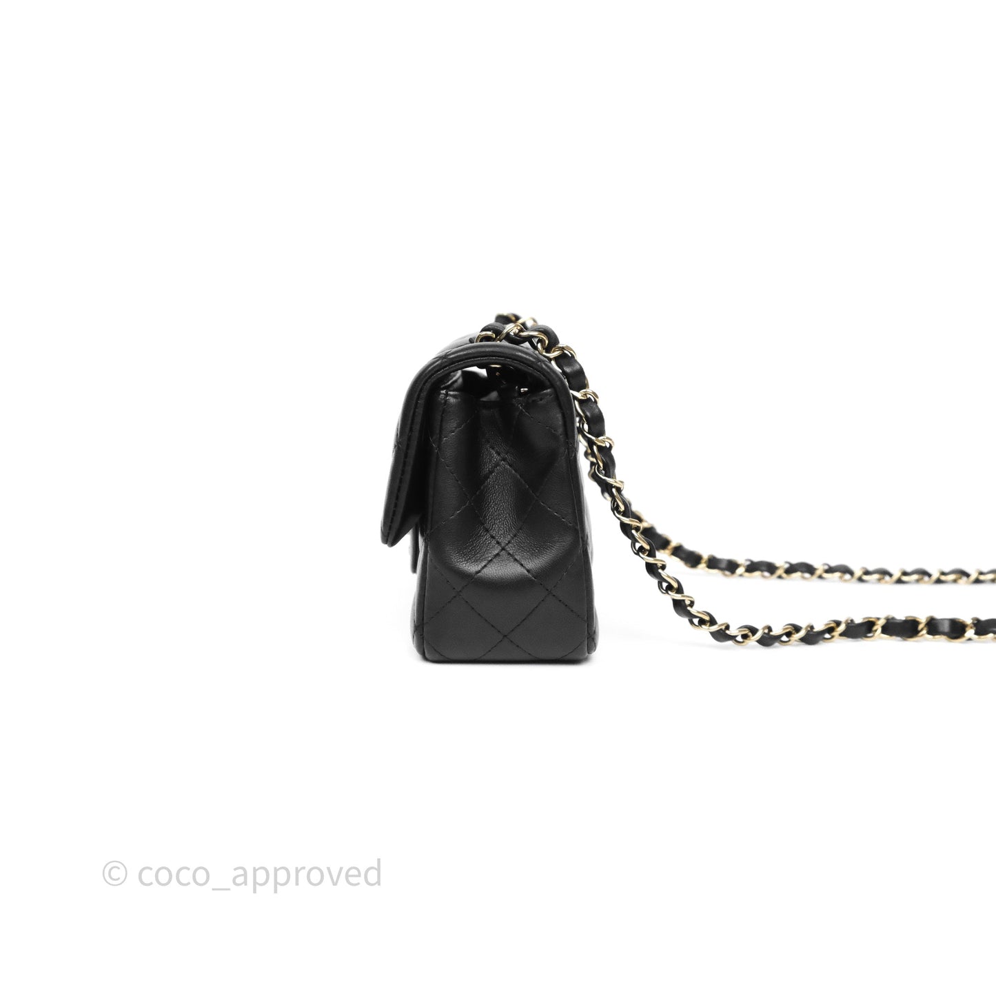 Chanel Quilted Mini Rectangular Black Lambskin Gold Hardware