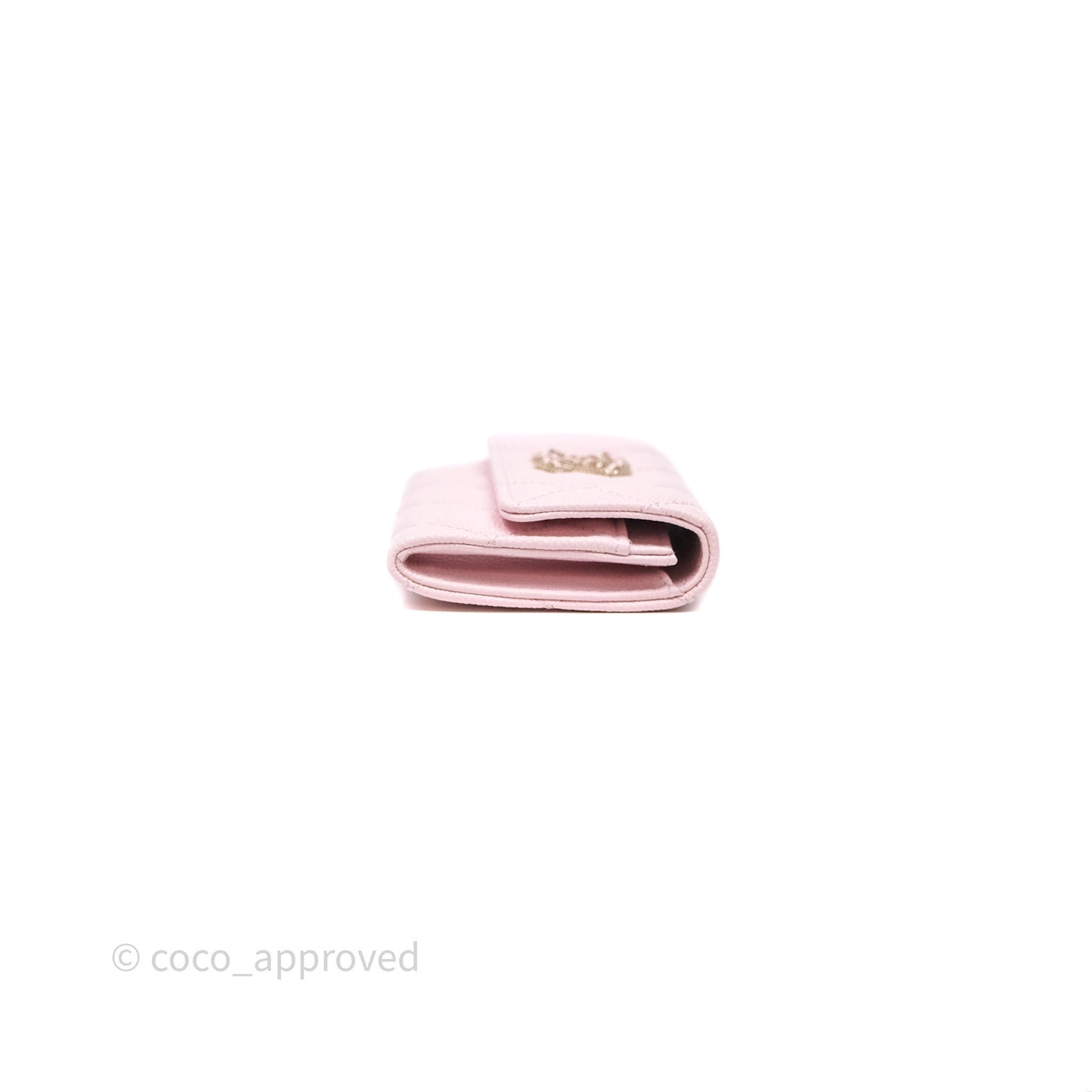Chanel Quilted Flap Card Holder Light Pink Caviar Gold Hardware