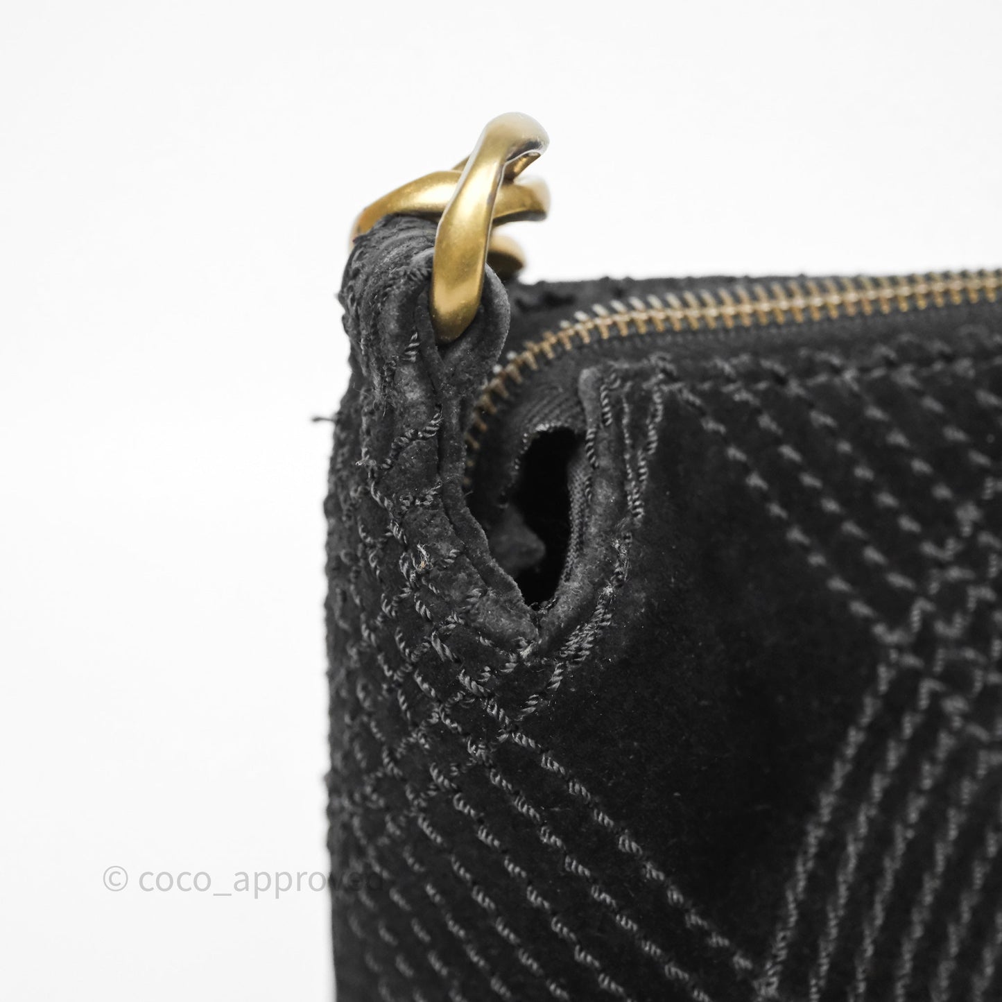 Chanel Vintage Shoulder Bag Quilted Black Suede Aged Gold Hardware