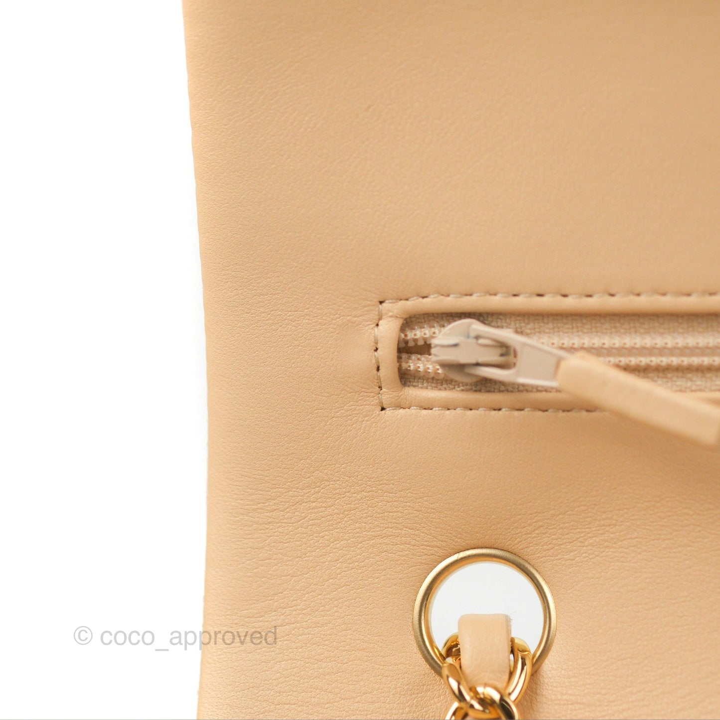 Chanel Classic M/L Medium Flap Quilted Beige Lambskin Gold Hardware
