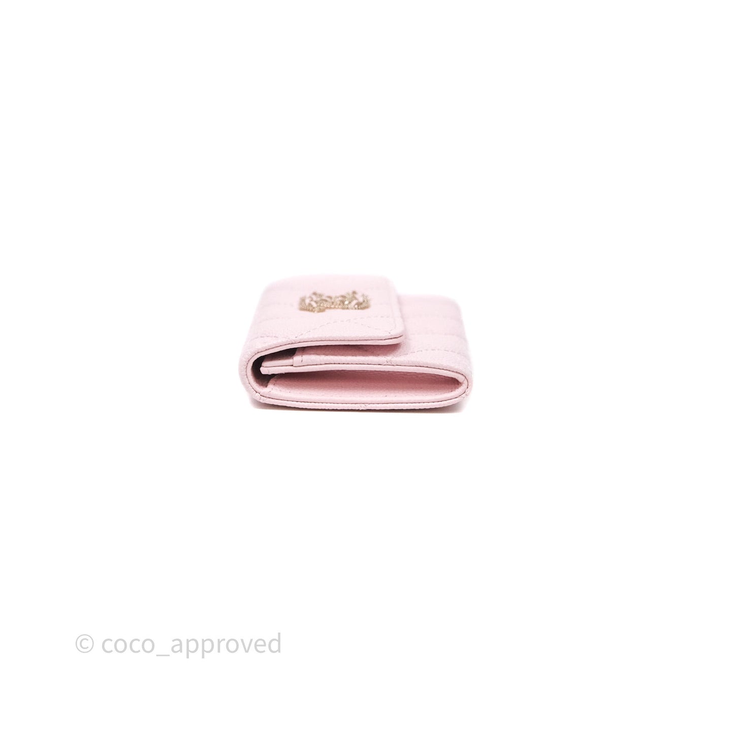 Chanel Quilted Flap Card Holder Light Pink Caviar Gold Hardware