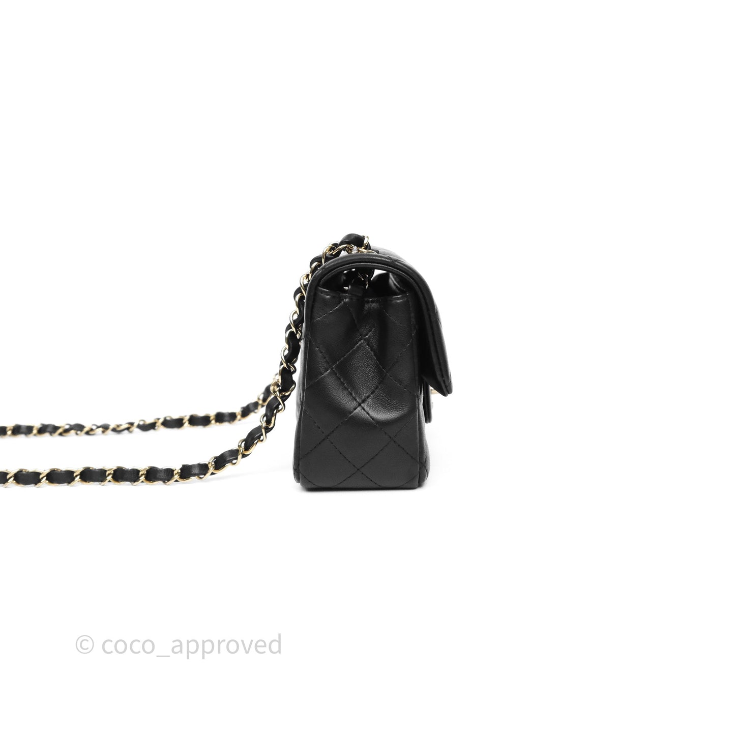 Chanel Quilted Mini Rectangular Black Lambskin Gold Hardware