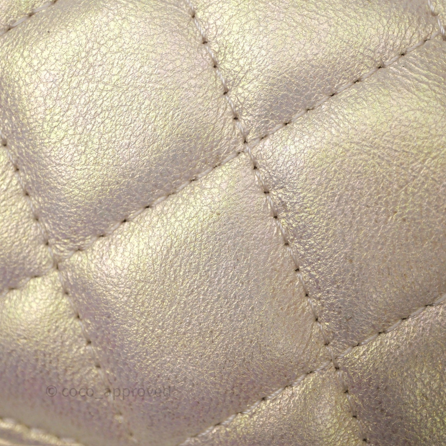 Chanel Classic Quilted Phone Holder Iridescent Pearl Lambskin