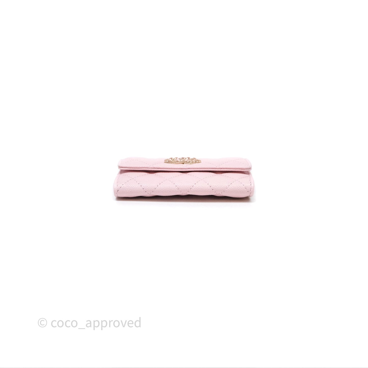 Chanel Quilted Flap Card Holder Light Pink Caviar Gold Hardware